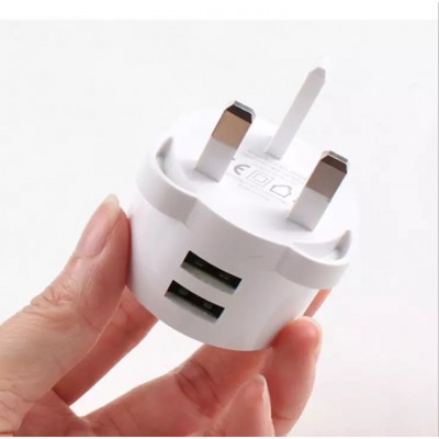 Factory Price Dual Port USB Wall UK Charger 5V2.1A CE Certification Power Charging Adapter Plug Base for Mobile Phone